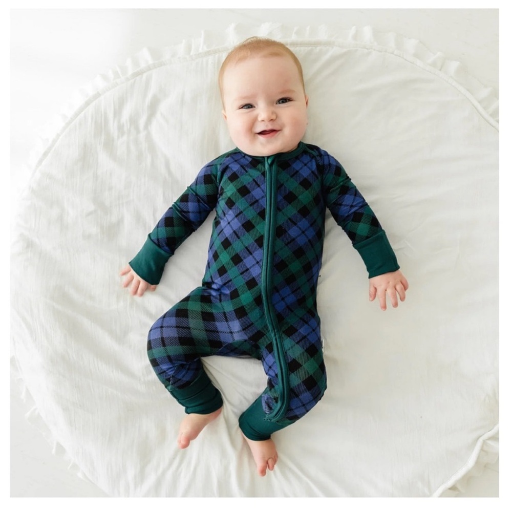 Little Sleepies Zippy two-way zip pajamas in emerald plaid (18-24 months)